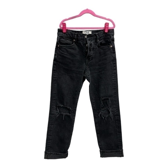 Free People Bren Boyfriend Jeans - Black Magic - Size 24 Button fly - Picture 6 of 15